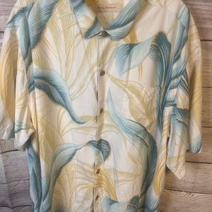 Tommy Bahama Silk Hawaiian Floral Camp Aloha Button Up Short Sleeve Shirt XL